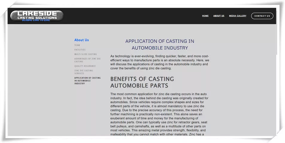 Lakeside Casting Solutions automotive casting manufacturer